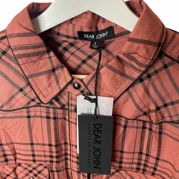 Dear John Rust Plaid Shirt Button Up Super Soft Women's Size S NWT - Picture 4 of 5